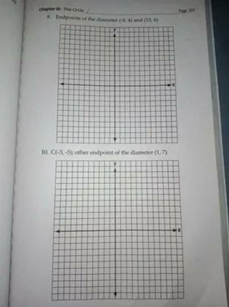 or The Cde
Puge 10
Endpoints of thhe diameter ( 4) and (10, 6)
10. C3-5E other endpoint of the diameter (1,7)
