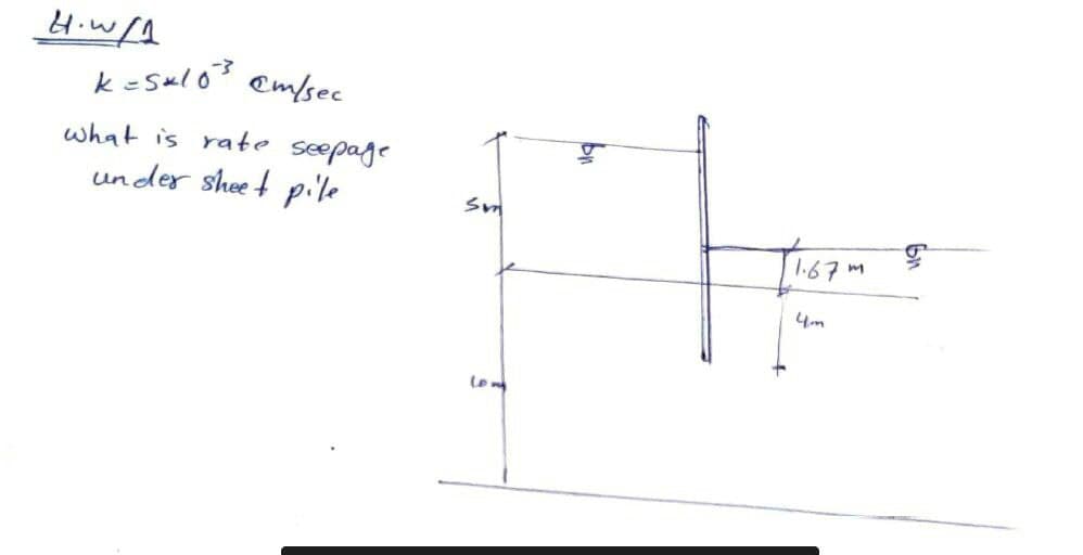 4.w/A
kesulo em/sec
what is rate seepage
under shee t pile
bn
