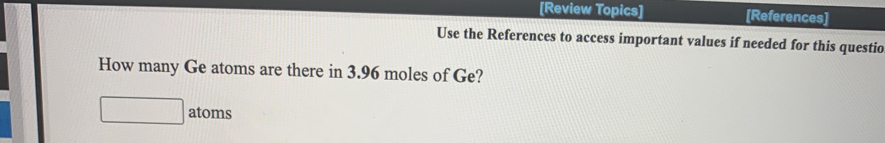 How many Ge atoms are there in 3.96 moles of Ge?
