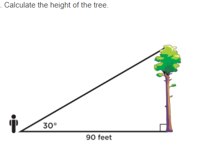 . Calculate the height of the tree.
30°
90 feet
