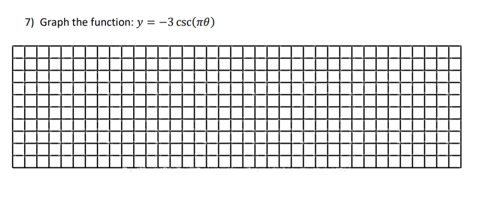 7) Graph the function: y = -3 csc(n0)
