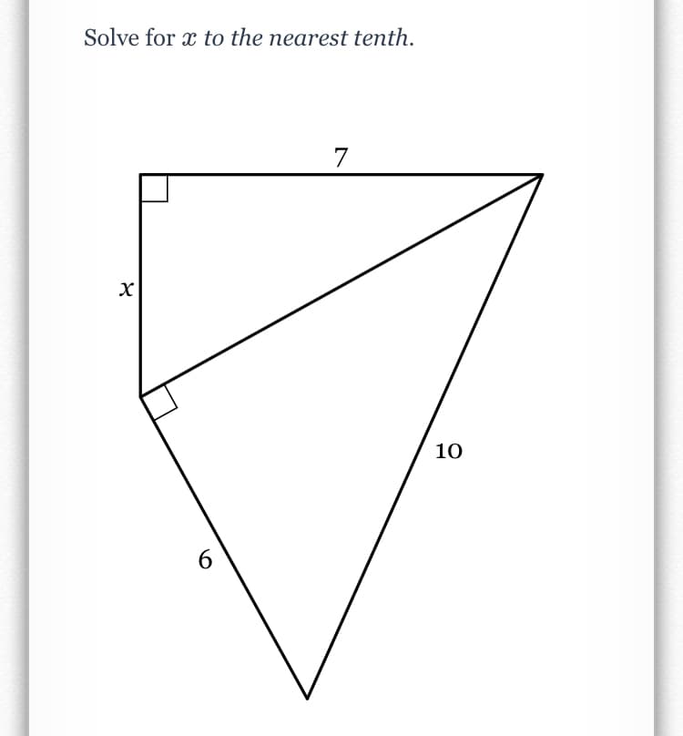 Solve for x to the nearest tenth.
7
10
6.
