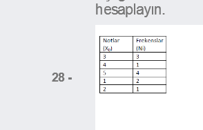 hesaplayın.
Notlar
Frekenslar
(Xl
(Ni)
3
4
1
4
28 -
1
2
2
1
