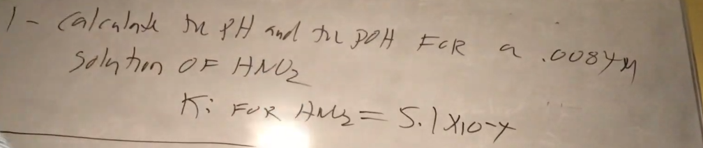 1- calculate the PH and the POH FOR
solution OF HMD₂
a
Ki FUR AM₂ = 5₁1x₁0^x
.0084