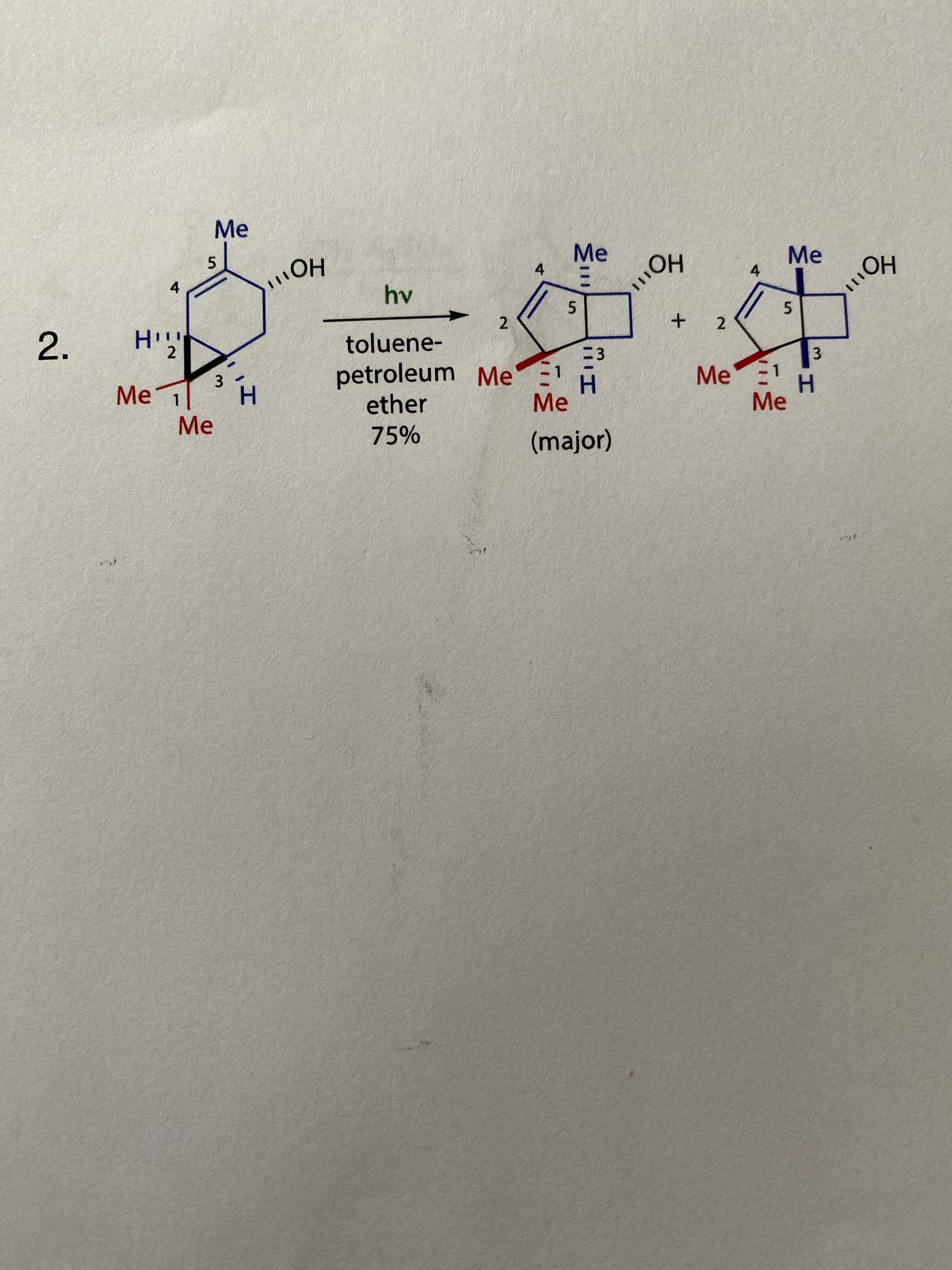 2.
Me
но
4.
Но
Me
4.
HO!
5.
5.
2.
4.
2.
!!
2.
toluene-
Me 1
H.
Me
petroleum Me
ether
Me
3.
Me1
Me
H.
(major)
75%
