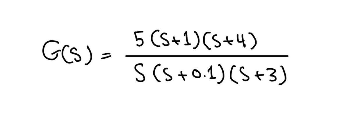 G(S)
5 (S+1)(S+4)
S (S+ 0.1) (5+3)