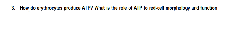 3. How do erythrocytes produce ATP? What is the role of ATP to red-cell morphology and function

