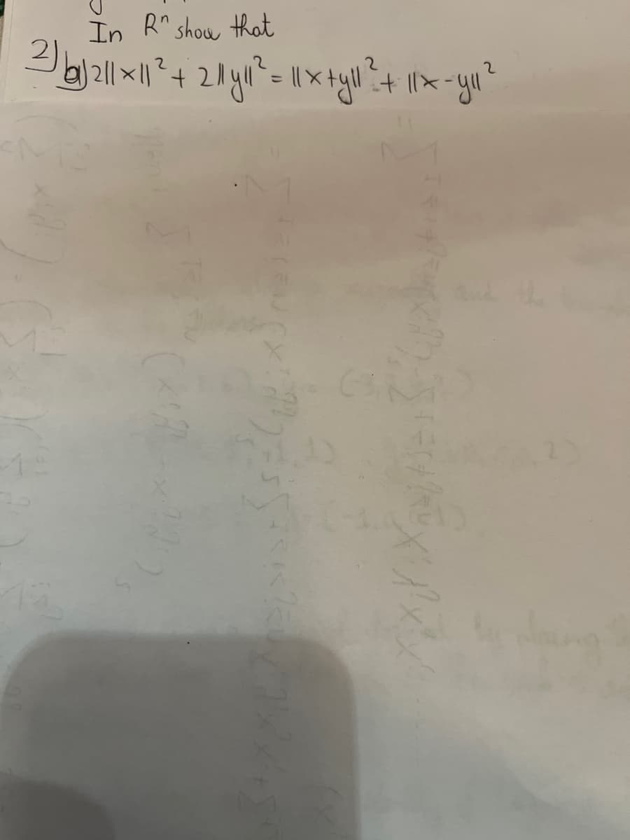 In R show that
2) b1|2|| × 11 ² + 2 y ³² = 11x + y²l²? + 1x-y₁²