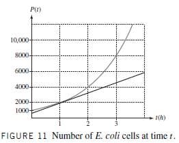 P(1)
10,000-
800
6000-
4000-
2000-
1000-
t(h)
FIGURE 11 Number of E. coli cells at time t.
