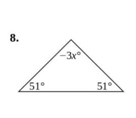 8.
-3x
51°
51°
