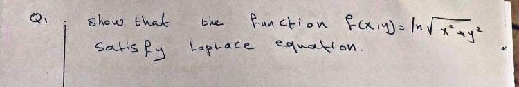 show that
the
Satis fy LaphLace equation.
