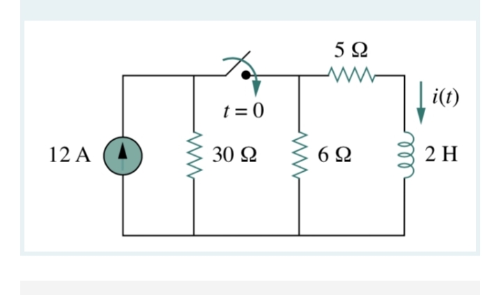 5Ω
i(t)
t = 0
12 A
30 Q
2 H
