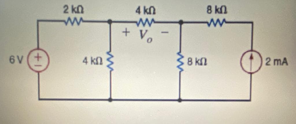 2 kn
4 kn
8 kn
+ V.
6V(+
4 kn
8 kn
2 mA
