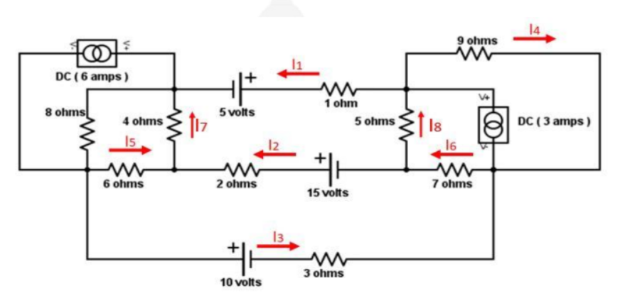 ş
DC (6 amps)
8 ohms
4 ohms
Is
W
6 ohms
5 volts
M
2 ohms
10 volts
12
1 ohm
#1
15 volts
3 ohms
5 ohms
18
9 ohms
16
www
7 ohms
14
DC (3 amps)