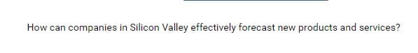How can companies in Silicon Valley effectively forecast new
products and services?