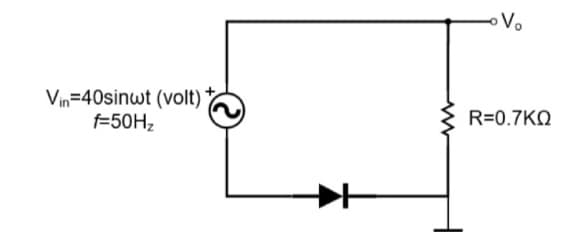 Vin=40sinwt (volt)
f=50H;
R=0.7KQ
