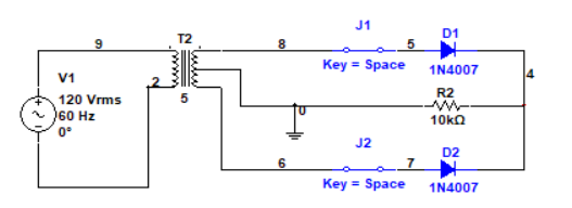 J1
D1
T2
5
Key = Space
1N4007
V1
R2
120 Vrms
60 Hz
0°
10ka
-w-
J2
D2
9.
Key = Space
1N4007
wwm
