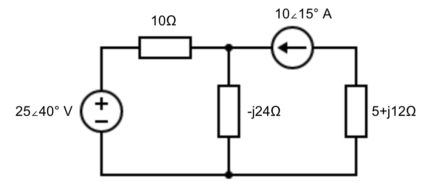 25 40° V
+1
10Ω
1015° A
-j24Ω
5+j1202