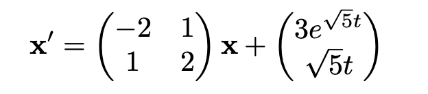 1
x'
2
1 = (1² ½) x + (30/4²)
3e√5t