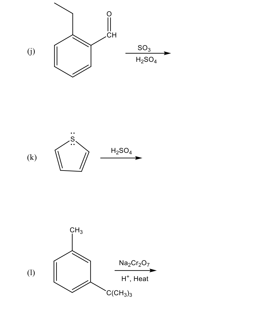 .CH
(i)
sO3
H2SO4
H2SO4
(k)
CH3
Na2Cr2O7
(1)
H*, Heat
C(CH3)3
