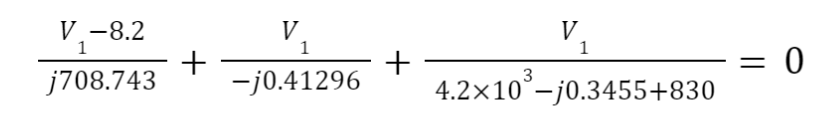 V -8.2
+
j708.743
V.
1
V.
1
1
+
4.2×10°-j0.3455+830
-j0.41296

