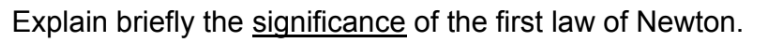 Explain briefly the significance of the first law of Newton.