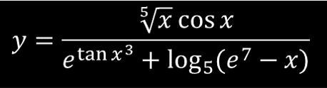 5
Vĩ cos x
tan x³ + log5(e7 – x)
y =
