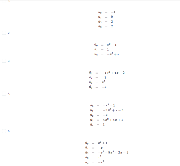 %3D
2
2
O 2.
1
%3D
1
%3D
%3D
3.
-41 + 41 - 2
4.
1
3z +z- 5
%3D
%3D
4z2 + 4z +1
%3D
1
O 5.
+
1
%3D
5z + 2z - 2
|| || |||
||||||||
I| |||| |||
