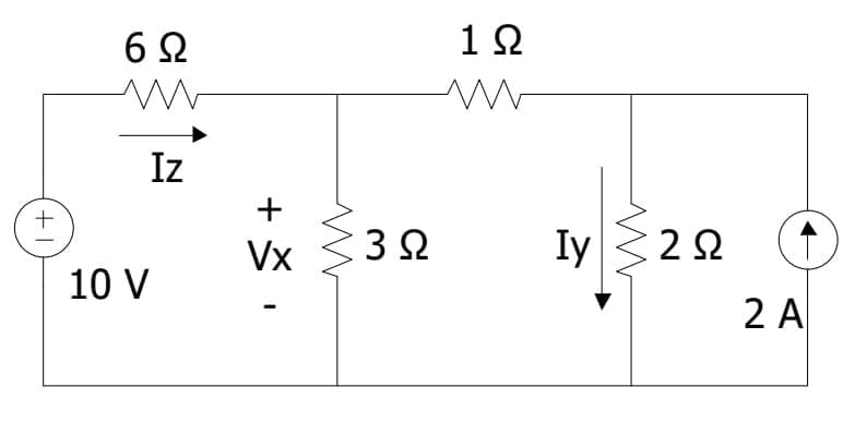 1Ω
Iz
+
Vx
Iy
10 V
2 A
+ 1
