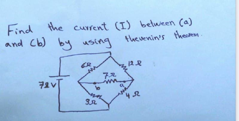 Find
and Cb) by using
the current (I) between Ca)
thevenin's theorem.
122
72
452
