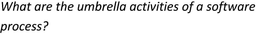 What are the umbrella activities of a software
process?