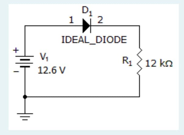 +
1
V₁
12.6 V
D₁
2
IDEAL_DIODE
R₁ 12 kn