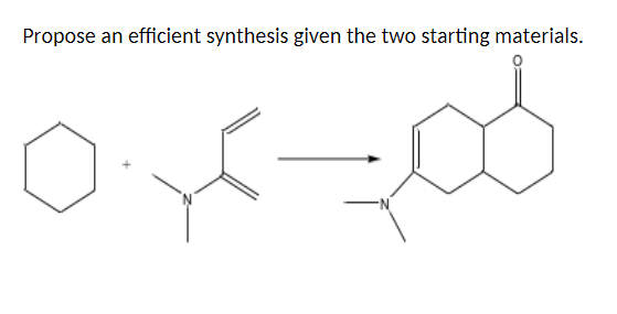 Propose an efficient synthesis given the two starting materials.