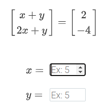 x + y
2x + y.
Ex: 5 :
y = Ex: 5
