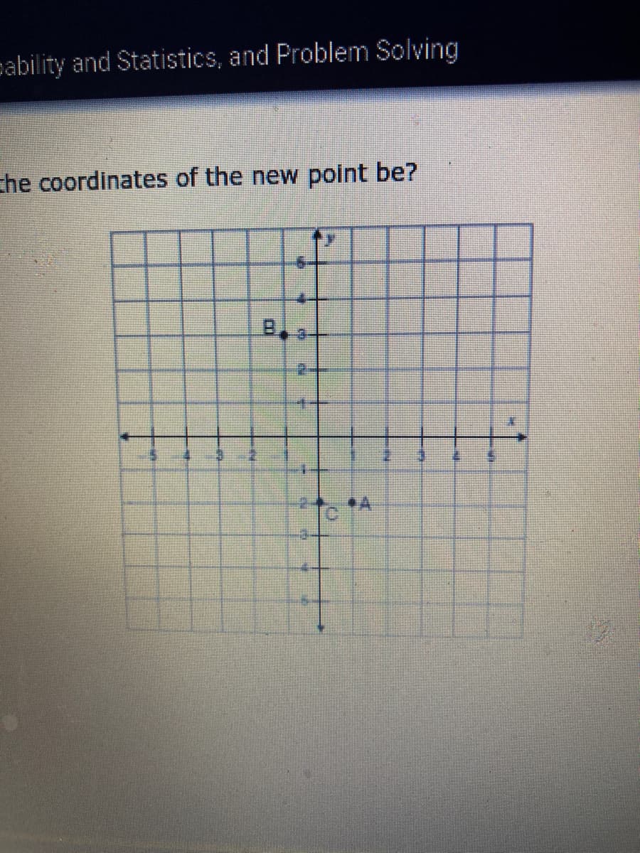 cability and Statistics, and Problem Solving
Ehe coordinates of the new point be?
B.
