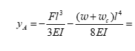 Y₁ =
YA
F1³ (w+w₂)14
3EI
8EI