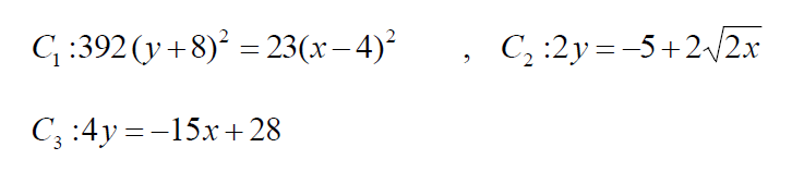 G:392 (y +8) = 23(x– 4)²
C, :2y=-5+2/2x
C; :4y =-15x +28
