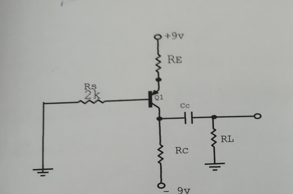 R$
2k
Q1
+9v
RE
Cc
Rc
9v
RL