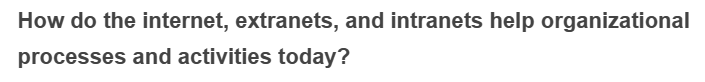 How do the internet, extranets, and intranets help organizational
processes and activities today?