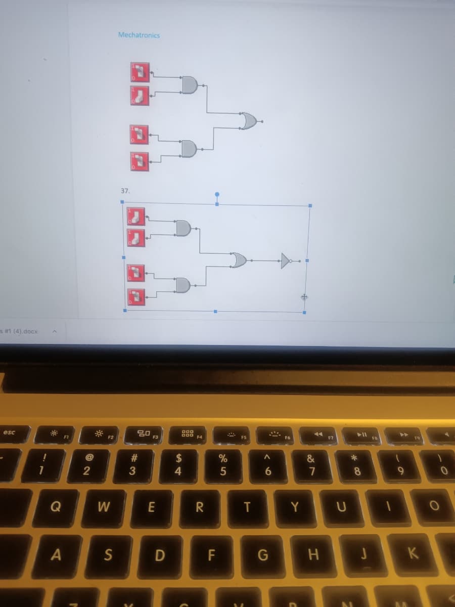 **Title: Mechatronics**

### Logic Diagrams in Mechatronics

This educational section focuses on logic diagrams, essential for understanding the fundamentals of Mechatronics.

### Diagram 1: Basic Logic Circuit

The first diagram illustrates a simple logic circuit. Here's a step-by-step breakdown:

1. **Inputs**:
   - Three switches (S1, S2, S3) are shown on the left, each with binary states '0' (off) or '1' (on).
   
2. **Logic Gates**:
   - Two AND gates and one OR gate.
   - The outputs of S1 and S2 are connected to the inputs of the first AND gate.
   - The output of the first AND gate is connected to one input of the OR gate.
   - The output of S3 is directly connected to the other input of the OR gate.

3. **Output**:
   - The final output is shown at the right end of the diagram, indicating the result of the OR gate.

### Diagram 2: Enhanced Logic Circuit with NOT Gate

The second diagram is a more complex logic circuit. Here's the detailed explanation:

1. **Inputs**:
   - Three switches (S1, S2, S3) are shown on the left, each with binary states '0' (off) or '1' (on).
   
2. **Logic Gates**:
   - Two AND gates, one OR gate, and one NOT gate.
   - The outputs of S1 and S2 are connected to the inputs of the first AND gate.
   - The output of the first AND gate is connected to one input of the OR gate.
   - The output of S3 is directly connected to the other input of the OR gate.
   - The output of the OR gate is fed into a NOT gate.

3. **Output**:
   - The final output is shown at the right end of the diagram, indicating the result of the NOT gate.

These diagrams are crucial for understanding how basic logic operations are performed in mechatronic systems, laying the foundation for more advanced applications.