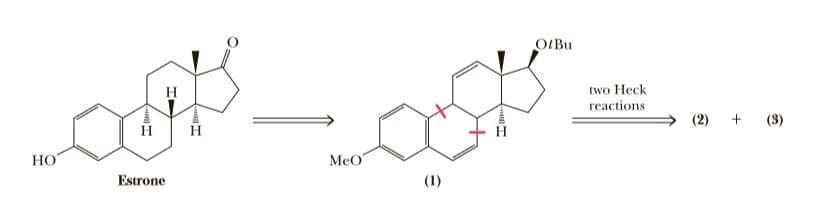 O!Bu
two Heck
reactions
(2)
+ (3)
H
HO
MeO
Estrone
(1)
