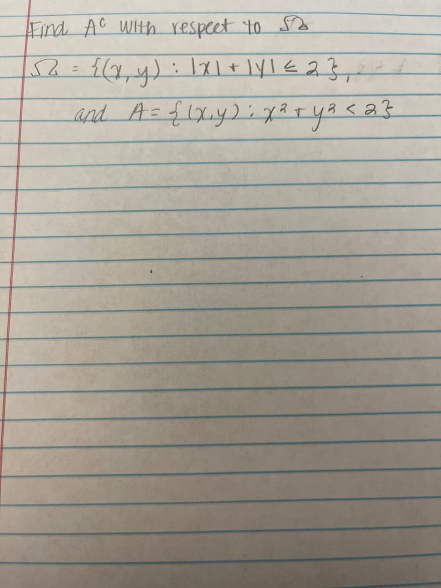 Find AC with respect to $2.
5:1(x,y): (x+lyi € 23
and A={ (xy); хату жаз