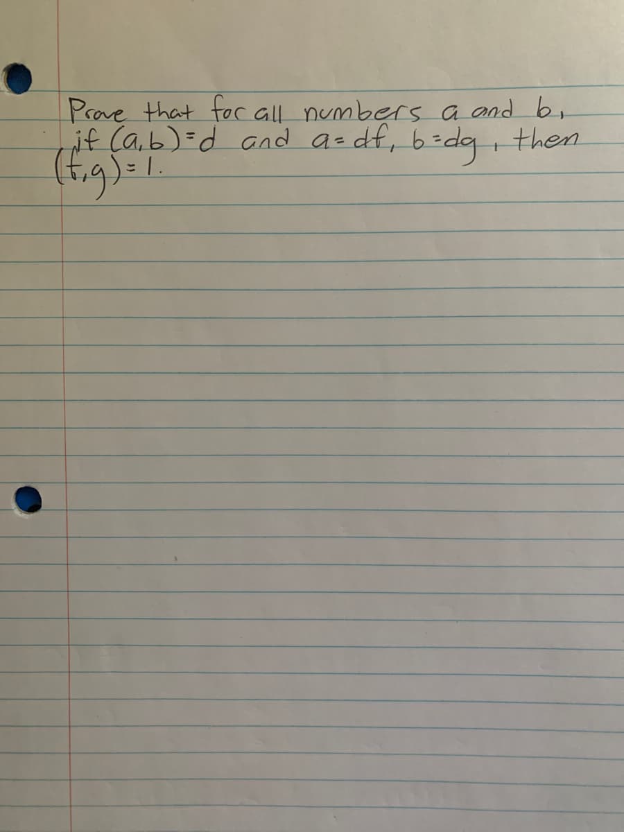 Prove that foc all numbers a and b,
if (a,b)=d and a- df, b=dqi then.
1.
