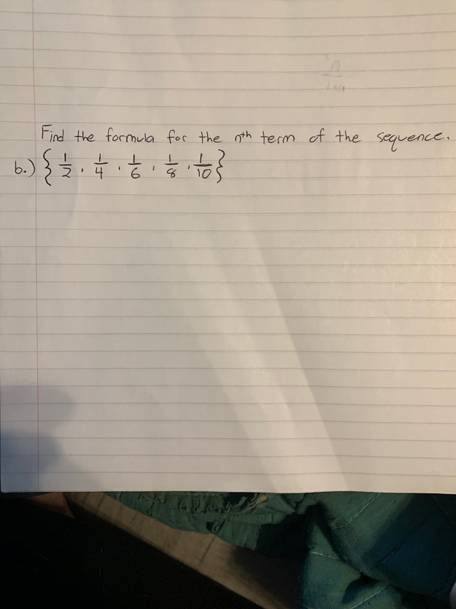 Find the formula for the nth term of the sequence.
b.)
