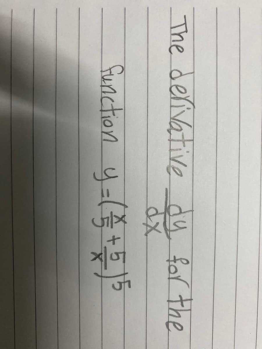 The derivative dy for the
function y-($ +5)5
