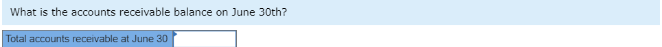 What is the accounts receivable balance on June 30th?
Total accounts receivable at June 30
