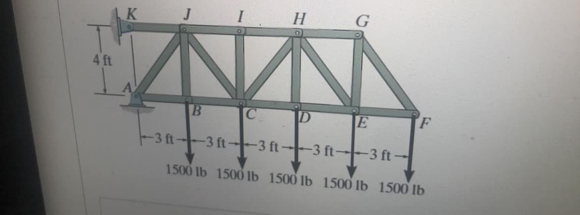 K
J
H G
4 ft
C
ID
E
3 ft 3 ft--3 ft-3 ft--3 ft-
1500 lb 1500 lb 1500 lb 1500 lb 1500 lb
