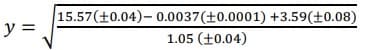 15.57(+0.04)- 0.0037(±0.0001) +3.59(±0.08)
y =
1.05 (+0.04)
