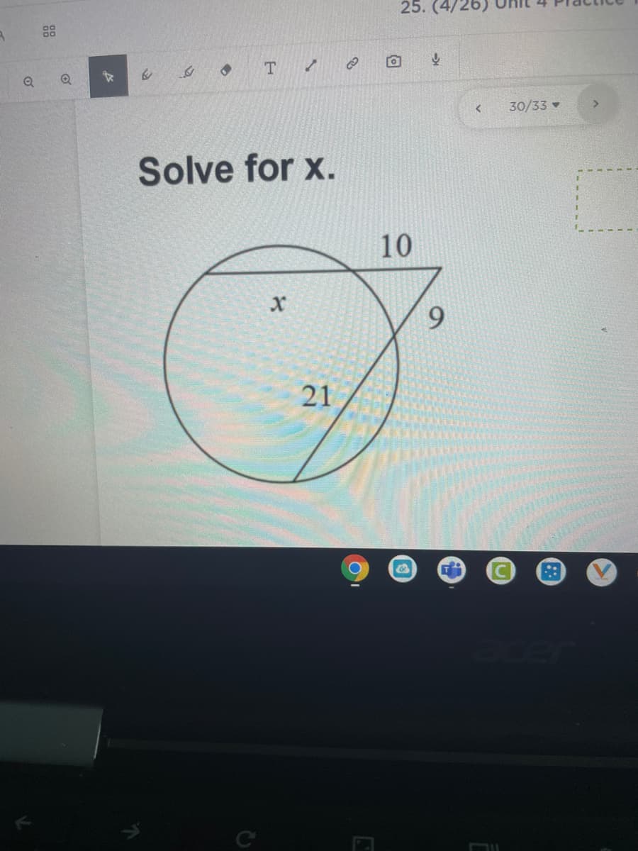 25. (4/26
88
30/33 •
Solve for x.
10
21
