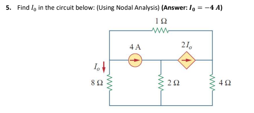 5. Find I, in the circuit below: (Using Nodal Analysis) (Answer: I, = -4 A)
21.
4 A
ww
ww
